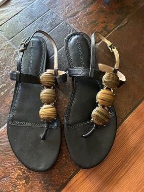Banana Republic Black Embellished Leather Sandals Size 9